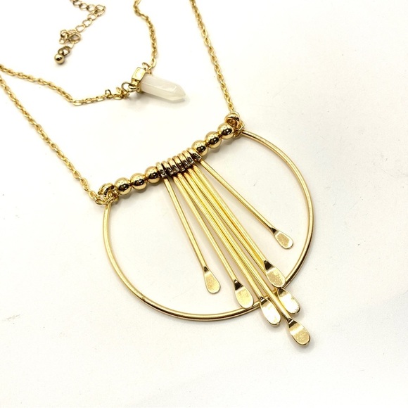 Gold Tone Double Strand Chain Boho Necklace - Picture 6 of 6